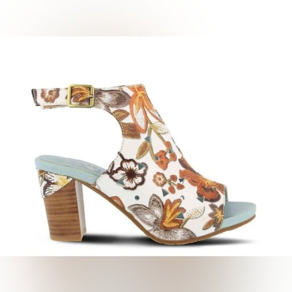 L’Artiste Spring Step White Brown Multi Tapestry Leather Sling Back, 40 … - Picture 11 of 12